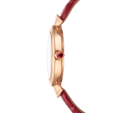 DIVAS' DREAM watch with 18 kt rose gold case, white acetate dial set with diamond indexes and red alligator bracelet. 102840 image 3