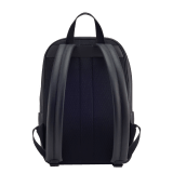 BULGARI Man large backpack in black smooth and grainy metal-free calf leather with Olympian sapphire blue regenerated nylon (ECONYL®) lining. Dark ruthenium-plated brass hardware, hot stamped BULGARI logo and zipped closure. BMA-1212-CL image 3