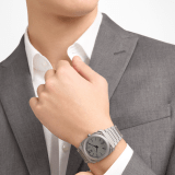 Octo Finissimo Automatic watch in sandblasted titanium case and bracelet with extra thin mechanical manufacture movement, automatic winding, small seconds and opaline titanium dial. Water-resistant up to 30 metres 104089 image 2