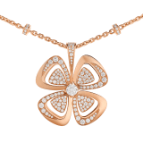 Fiorever 18 kt rose gold necklace set with a central round brilliant-cut diamond and pavé diamonds. 357218 image 3
