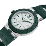 Bvlgari Aluminium Match Point Edition watch with mechanical manufacture movement, automatic winding, 40 mm aluminium case, dark green rubber bezel and bracelet, and white dial. Water-resistant up to 100 meters. Special Edition of 800 pieces. 103854 image 2