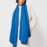 Lettere Maxi stole in fine Mediterranean lapis blue silk wool. Made of 60% silk, 40% wool. LETTEREMAXIc image 1
