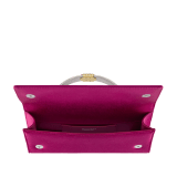 Bvlgari Tubogas evening clutch in black satin with black nappa leather lining. Iconic Tubogas handle in gold-plated brass embellished with zirconia and a magnetic closure. TGC-001-1382S image 3
