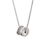 B.zero1 18 kt white gold necklace with round pendant in 18 kt white gold, set with pavé diamonds on the spiral. 351117 image 1