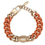 Serpenti Forever Maxi Chain bracelet in gold-plated brass with partial black enamel. Captivating snakehead embellishment with red enamel eyes in the middle, and adjustable closure. SERP-CHUNKYCHAINa image 2