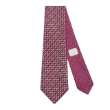 Peacock Diva double-face tie in fine grey and petrol jacquard silk with metal tag. Made of 100% silk. DOUBLE-PEACDIVADT image 1