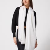 Lettere Maxi Sparkling stole in fine white silk wool. Made of 60% silk, 40% wool. LETTEREMXSPAR image 1