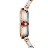 Часы LVCEA, корпус и браслет из розового золота 18 карат и нержавеющей стали, безель с бриллиантами, белый перламутровый циферблат, бриллиантовые часовые метки. 102476 image 4