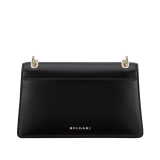 Serpenti Forever medium shoulder bag in black calf leather with black nappa leather lining. Captivating snakehead magnetic closure in light gold-plated brass embellished with beige noisette enamel and light gold-plated brass scales, and black onyx eyes. SEA-001-1344M image 2