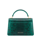 Serpenti Forever Mini-Henkeltasche aus glänzendem Smeraldo Prezioso-Karungleder mit Futter aus Smeraldo Prezioso-Nappaleder. Faszinierender Schlangenkopf-Magnetverschluss aus vergoldetem Messing mit Schuppen aus schwarzer Emaille und vergoldetem Messing sowie Augen aus schwarzem Onyx. 294980 image 2