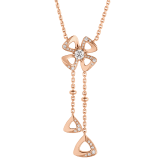 Fiorever 18K 玫瑰金項鍊，鑲飾 1 顆圓形明亮型切割主鑽和密鑲鑽石。 357137 image 1