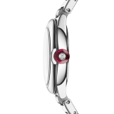 Lvcea polished and satin-brushed stainless steel watch with pink mother-of-pearl marquetery dial and 12 diamond indexes. Water-resistant up to 50 metres 104107 image 3