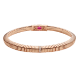Bvlgari Tubogas 18 kt rose gold necklace set with a central rubellite, chrysoprase inserts and pavé diamonds CL860177 image 4