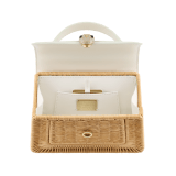 Serpenti Forever mini top handle bag in natural woven wicker with Perla White calf leather details and Perla White nappa leather lining. Captivating snakehead magnetic closure in gold-plated brass embellished with Perla White enamel and gold-plated brass scales, and black onyx eyes. 294676 image 3