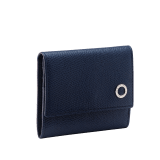 Coin and credit card holder in denim sapphire grain calf leather with brass palladium plated BVLGARI BVLGARI motif. BBM-COIN-CC-HOLDER image 3