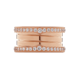 B.zero1 four-band ring in 18 kt rose gold set with pavé diamonds on the edges. B-zero1-4-bands-AN856293 image 3