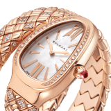 Serpenti Spiga single-spiral watch with 18 kt rose gold case and bracelet set with diamonds, and white mother-of-pearl dial SERPENTI-SPIGA-1TWHITEDIALDIAM image 3