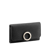 BULGARI BULGARI small keyholder in black bright grain calf leather with black nappa leather interior. Iconic light gold-plated brass clip with flap cover closure. 39341 image 1