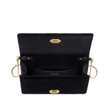 Tubogas Top Handle bag in black velvet with black nappa leather lining. Iconic Tubogas handle in gold-finished brass with Parentesi details and clasp closure, both set with zirconia. 295644 image 3