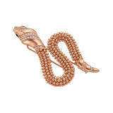 Spilla Serpenti in oro rosa 18 kt con testa e coda con pavé di diamanti e occhi in onice nera. 361721 image 1