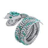 Serpenti Misteriosi Pallini High Jewellery watch with mechanical manufacture micro-movement with manual winding, 18 kt white gold case and bracelet set with diamonds, emeralds and Paraiba tourmalines, and pavé-set diamond dial 103882 image 1