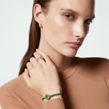BULGARI BULGARI bracelet in spring peridot green braided calf leather with light gold-plated brass clasp. Iconic embellishment in light gold-plated brass finished with spring peridot green enamel. BB-LOGO-WCL-SG image 2