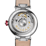 LVCEA watch with mechanical manufacture movement with automatic winding, stainless steel case, white mother-of-pearl marquetry dial, diamond indexes and black alligator bracelet. Water-resistant up to 50 metres 103478 image 4