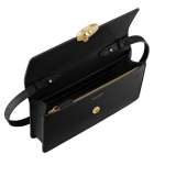 Bvlgari Roma pochette in Perla White calf leather with crystal rose nappa leather interior. Iconic gold-plated brass closure engraved with the Bvlgari logo. BVR-CHAIN-POCHETTE image 3