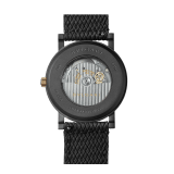 BVLGARI BVLGARI Solotempo watch with mechanical manufacture movement, automatic winding and date, stainless steel case treated with black Diamond Like Carbon and bezel engraved with double logo, black dial, black rubber bracelet and interchangeable brown calf leather bracelet 102929 image 4