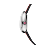 Serpenti watch with stainless steel case set with round brilliant-cut diamonds, white mother-of-pearl dial and interchangeable double spiral bracelet in red karung leather 102920 image 2