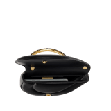 Serpenti Cuore 1968 top handle bag in perla white calf leather with perla white nappa leather lining. Captivating snake body-shaped top handle in gold-plated brass embellished with perla white and black enamel scales and zirconia eyes; press-button closure. SRN-001-1367S-r image 6