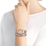 Serpenti Tubogas single spiral watch with stainless steel case, 18 kt rose gold bezel set with brilliant cut diamonds, silver opaline dial, 18 kt rose gold and stainless steel bracelet. 102237 image 3