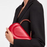 Serpenti Cuore 1968 top handle bag in star rose pink calf leather with crystal rose nappa leather lining. Captivating snake body-shaped top handle in gold-plated brass embellished with star rose pink enamel scales and zirconia eyes; press-button closure. SRN-001-1326S image 1