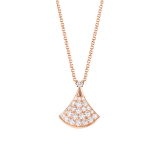 Crafted with the shimmering elegance of pavé diamonds and the feminine curves of the iconic fan-shaped motif, the DIVAS' DREAM necklace unveils its most precious facets. DIVAS' DREAM necklace in 18 kt rose gold with pavé diamonds. 16-17 (41-43 cm) long. 351051 image 1