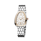 Serpenti Seduttori watch with stainless steel case, stainless steel bracelet, 18 kt rose gold bezel and a white silver opaline dial. 103144 image 2