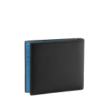 B.zero1 Man bifold wallet in black matte calf leather with Niagara sapphire blue nappa leather interior. Iconic dark ruthenium and palladium-plated brass embellishment, and folded closure. BZM-BIFOLDWALLET image 3