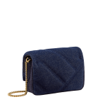 Serpenti Cabochon micro bag in ivory opal calf leather with a maxi matelassé pattern and black nappa leather lining. Captivating snakehead closure in gold-plated brass embellished with red enamel eyes. SCB-NANOCABOCHONa image 3