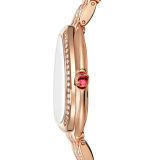 SERPENTI SEDUTTORI Lady Watch. 33 mm rose gold 18kt case with diamonds . Bracelet 18 kt rose gold set with diamonds, crown set with rubellite . White dial. gold bracelet with folding clasp. Quartz movement, hours and minutes functions. Water-resistant up to 30 metres. 103275 image 3