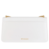 Serpenti East-West Maxi Chain medium shoulder bag in foggy opal gray Metropolitan calf leather with linen agate beige nappa leather lining. Captivating snakehead magnetic closure in gold-plated brass embellished with gray agate scales and red enamel eyes. SEA-1238-MCCL image 3