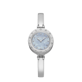 B.zero1 watch with stainless steel case, blue mother-of-pearl dial set with diamond indexes, stainless steel bangle. Small size. B01watch-white-white-dial2 image 3