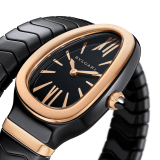 Часы Serpenti Spiga, корпус из черной керамики, безель из розового золота 18 карат, черный лакированный циферблат, браслет в один виток из черной керамики с элементами из розового золота 18 карат. 102735 image 3