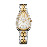 Serpenti Seduttori watch in 18 kt yellow gold and stainless steel with diamond-set bezel and white mother-of-pearl dial. Water-resistant up to 30 metres 103755 image 1