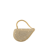 Serpenti Cuoricino mini top handle bag with gold Neige Pavé Crystals applied on a suede base and bright Travertino nappa leather lining. Captivating snake body-shaped top handle in gold-plated brass embellished with engraved scales; press-button closure. 295410 image 4