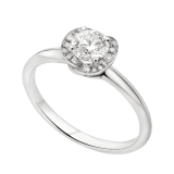 Incontro d'Amore platinum ring set with a round brilliant-cut diamond and a halo of pavé diamonds. 355376 image 1