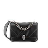 "Serpenti Cabochon" maxi chain crossbody bag in soft quilted black calf leather , with a maxi graphic motif, and black nappa leather internal lining. New Serpenti head closure in dark ruthenium-plated brass finished with small black onyx scales in the middle and red enamel eyes. 1164-NSM image 1