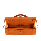Serpenti Forever Elongated top handle bag in Terracotta nubuck leather with Terracotta nappa leather lining. Captivating snakehead magnetic closure in light gold-plated brass embellished with Terracotta enamel and gold-plated brass scales, and black onyx eyes. 295620 image 3