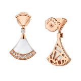 Divas' Dream 18 kt rose gold fan-shaped drop earrings with mother-of-pearl and brilliant-cut diamonds 361780 image 3