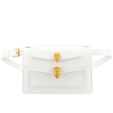 "Alexander Wang x Bvlgari" belt bag in smooth Caramel Topaz beige calf leather. New double Serpenti head closure in antique gold-plated brass with alluring red enamel eyes. SFW-001-1029Sa image 4