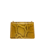 Serpenti Forever mini crossbody bag in gold-shaded python skin with 24 kt gold treatment and black nappa leather lining. Captivating snakehead magnetic closure in gold-plated brass including 3 µ of 24 kt gold and embellished with "diamantatura" engraving on the scales and black onyx eyes. Exclusive Bulgari 50th anniversary in the US Edition. 292592 image 3