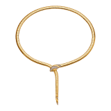 Serpenti 18 kt yellow gold necklace set with demi pavé diamonds on the head and the tail, and black onyx eyes 360632 image 1